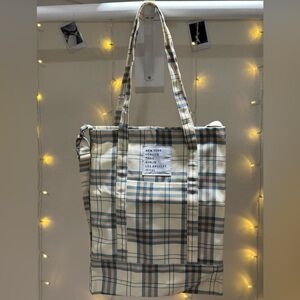 Plaid Cotton Canvas Tote Bag
